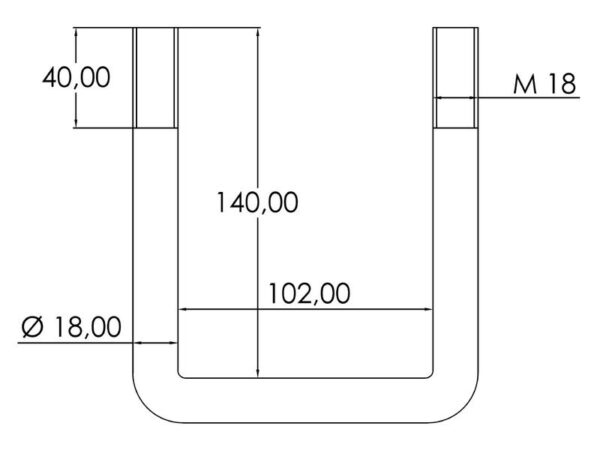 U-Bolt- M18x102mm Længde: 140mm