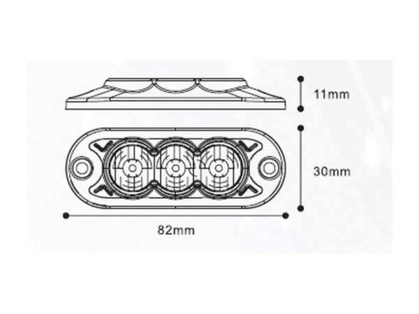LED Slimline Blitzlygte, Interference: kl. 3, Funktion: enkelt blitz, dobbelt blitz, 12-24V