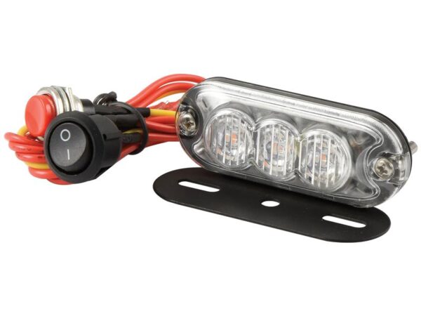 LED Slimline Blitzlygte, Interference: kl. 3, Funktion: enkelt blitz, dobbelt blitz, 12-24V