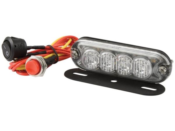 LED Slimline Blitzlygte, Interference: kl. 3, Funktion: enkelt blitz, dobbelt blitz, 12-24V
