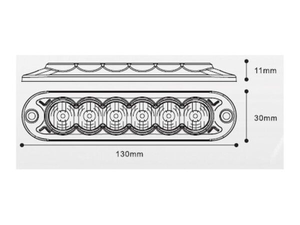 LED Slimline Blitzlygte, Interference: kl. 3, Funktion: enkelt blitz, dobbelt blitz, 12-24V