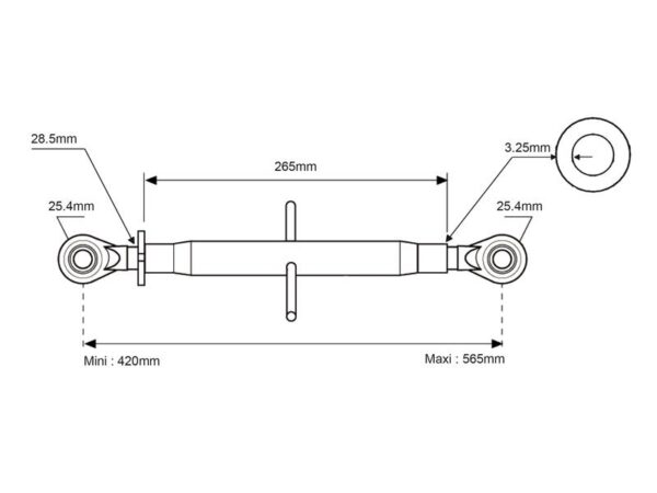 Topstang HD (mekanisk) (Kat.2/2 (Ø25/25mm)) Kugle og Kugle, M36 x 3, Min. længde: 420mm.