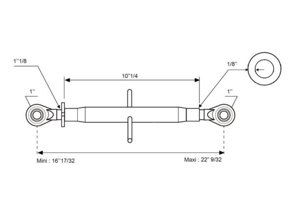 Topstang HD (mekanisk) (Kat.2/2 (Ø25/25mm)) Kugle og Kugle, M36 x 3, Min. længde: 420mm.