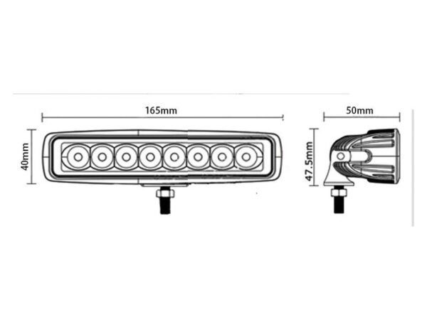 LED Flad Lygtebjælke LED, 165mm, 2800 lm, 10-30V