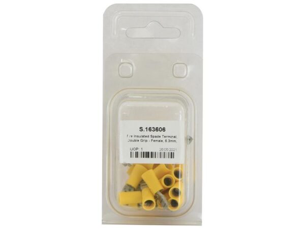 Kabelsko (flad), Double Grip - Hun, 6.3mm, Gul (4.0 - 6.0mm) (Agripak 25 stk.)