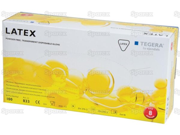Ejendals Engangshandske Latex (upudret) - 8/M (Antal pr. æske: 100 stk.)