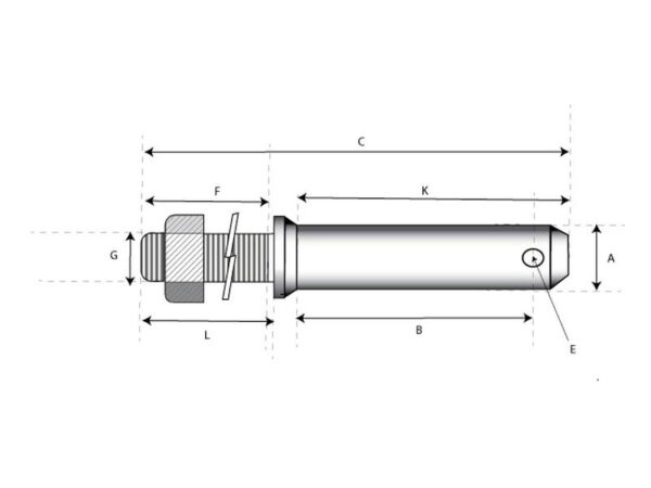 Redskabsbolt 22x140mm, Gevind 7/8x40mm Kat. 1 (Ø22mm) HD
