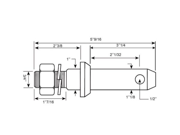 Redskabsbolt dobbelt 28x141mm, Gevind: 3/4x36mm Kat. 2 (Ø28mm) HD