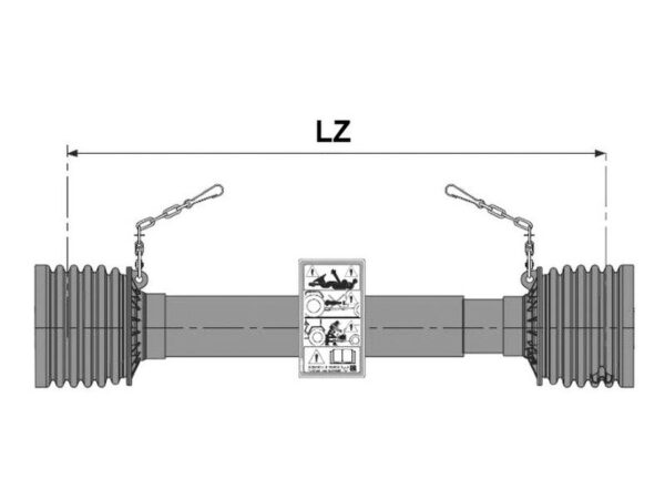 PTO Beskyttelsesrør (Bondioli) Global G2 (Lz) Længde: 1210mm (Leveres med 1 x 40mm & 1 x 47mm Ringe)