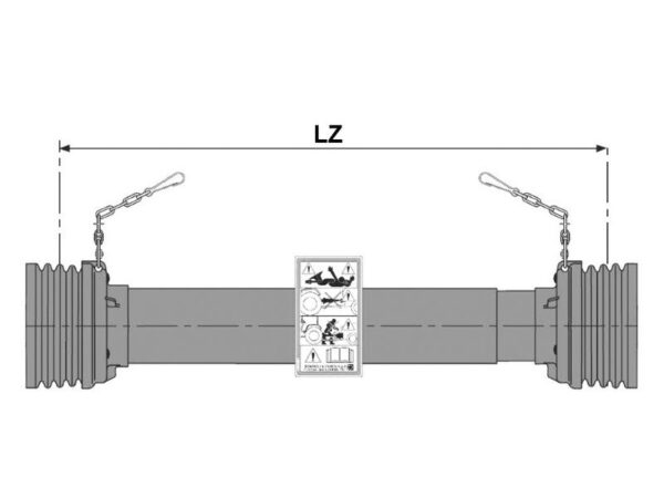 PTO Beskyttelsesrør (Bondioli) SFT S6, SFT H7 (Lz) Længde: 1210mm (Leveres med 1 x 86mm & 1 x 89mm Ringe)