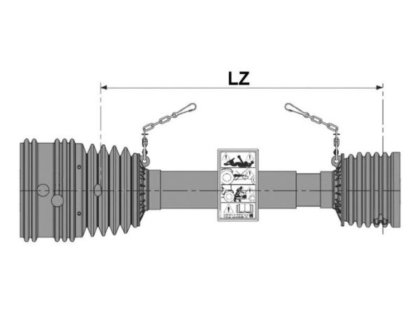 PTO Beskyttelsesrør (Bondioli) Global G7-80° (Lz) Længde: 1210mm (Leveres med 1 x 60mm, 1 x 68mm & 128mm Ringe)