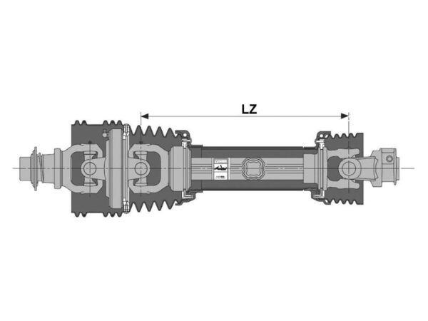 Bondioli & Pavesi PTO Aksel, (Lz) Længde: 1210mm, 1 3/8'' x 6 Spline 80° W.A. Slide Lock til 1 3/8'' x 6 Spline Q.R.