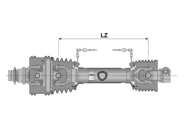 Bondioli & Pavesi PTO Aksel, (Lz) Længde: 1210mm, 1 3/8'' x 6 Spline 80° W.A. Slide Lock til 1 3/8'' x 6 Spline Q.R.