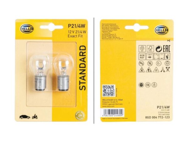 Pære P21/4, 12V, 21/4W, BAZ15d (Clamshell 2 stk.)