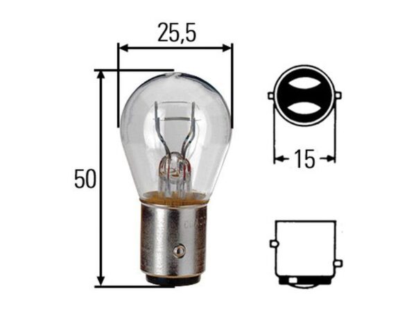 Pære P21/5W, 12V, 5W, BAY15d (Clamshell 2 stk.)