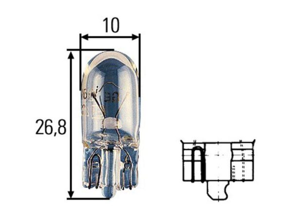 Pære W3W, 12V, 3W, W2.1x9.5d (Kasse 1 stk.)