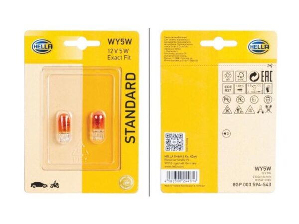 Pære WY5W, 12V, 5W, W2.1x9.5d (Clamshell 2 stk.)