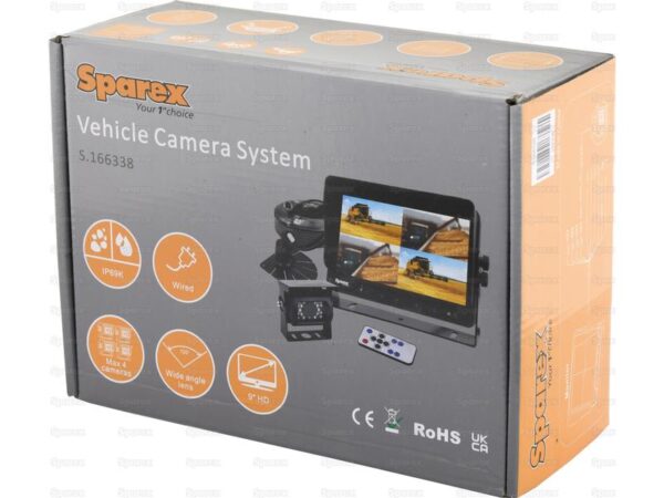 Kamerasystem (m/kabel) med 9'' 4QUAD Split Digital Touch Button Monitor