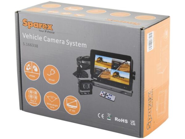 Kamerasystem (m/kabel) med 9'' 4QUAD Split Digital Touch Button Monitor