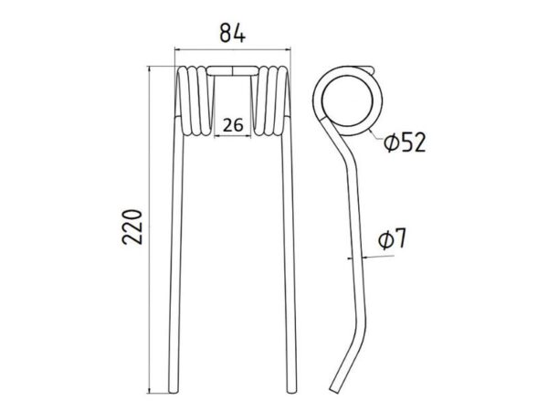 Pick-up fjeder Længde:220mm, Bredde:84mm, Ø7mm - Passer til BMV Passer til: 6250066