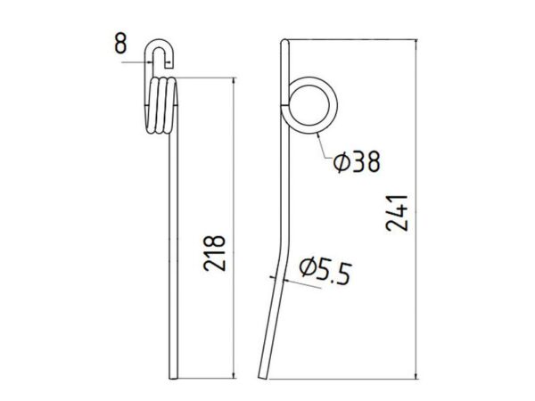 Rivefjeder Længde:241mm, Bredde:17mm, Ø5.5mm - Passer til John Deere Passer til: Z102299