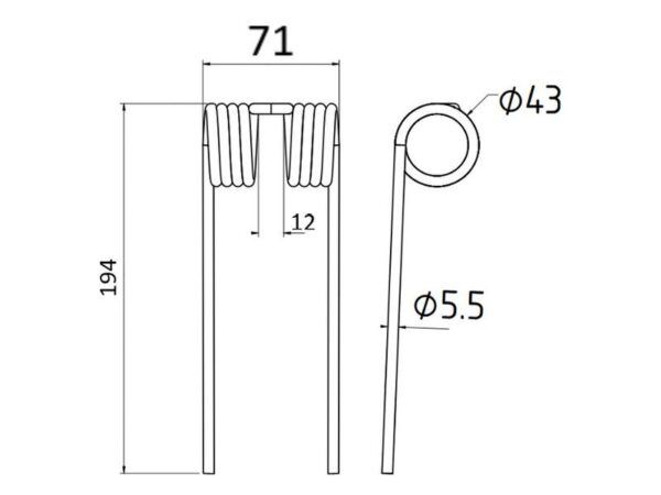 Pick-up fjeder Længde:194mm, Bredde:71mm, Ø5.5mm - Passer til John Deere Passer til: CC128802