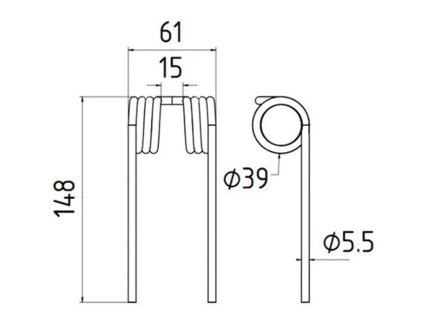 Pick-up fjeder Længde:148mm, Bredde:61mm, Ø5.5mm - Passer til Krone Passer til: 938006