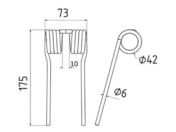 Pick-up fjeder Længde:175mm, Bredde:73mm, Ø6mm - Passer til Krone Passer til: 270098361