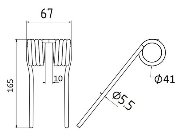 Pick-up fjeder Længde:165mm, Bredde:67mm, Ø5.5mm - Passer til Krone Passer til: 27001457