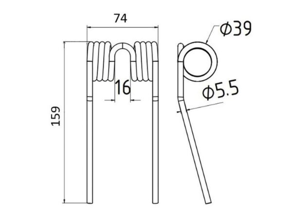 Pick-up fjeder Længde:159mm, Bredde:74mm, Ø5.5mm - Passer til Krone Passer til: 9380401