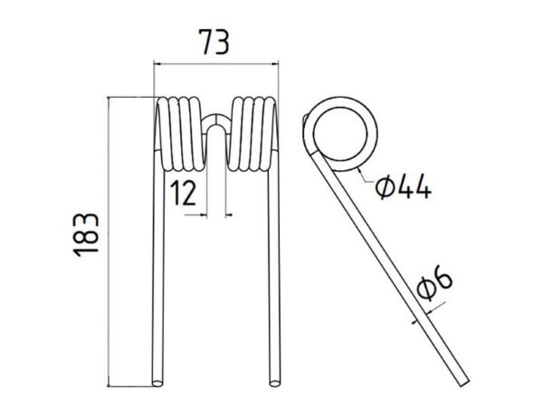 Pick-up fjeder Længde:183mm, Bredde:73mm, Ø6mm - Passer til Ford New Holland Passer til: 84392367
