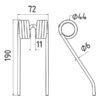Pick-up fjeder Længde:190mm, Bredde:72mm, Ø6mm - Passer til Ford New Holland Passer til: 84392369