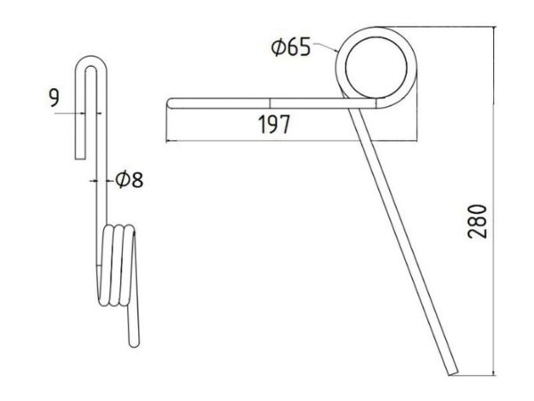 Efterharvetand - Ø8mm, Længde: 280mm Passer til: FKX0385