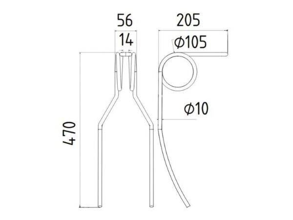 Efterharvetand - Ø10mm, Længde: 470mm Passer til: 8612370900