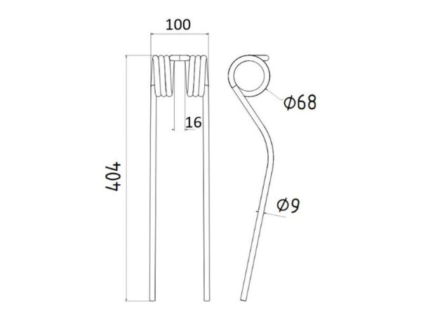 Rivefjeder Længde:404mm, Bredde:100mm, Ø9mm - Passer til Vicon Passer til: 16644530