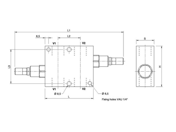 167157_pic10 MARCHESINI Line ventil dual cross 1/2'' BSP (70 L/min Flowhastighed)
