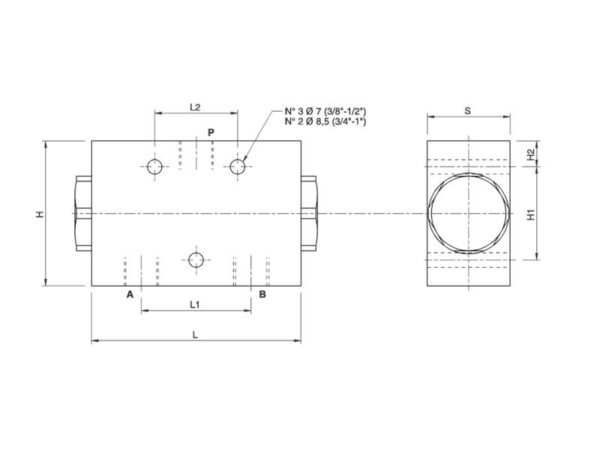 MARCHESINI Flow divider 50/50 2-vejs 3/8'' BSP (20 L/min Flowhastighed)