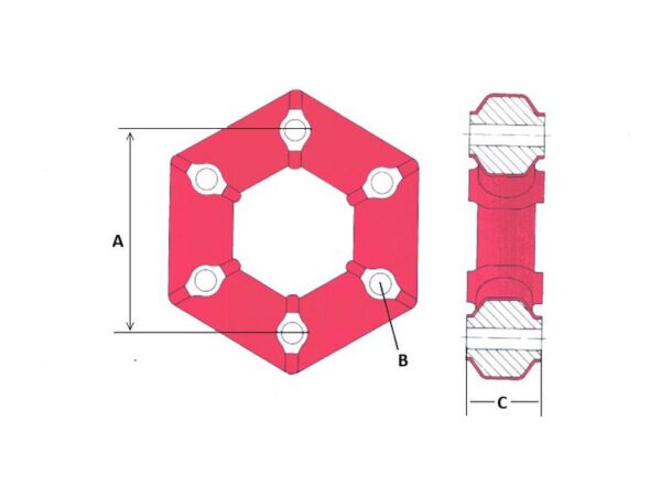 PTO gummikobling 114mm