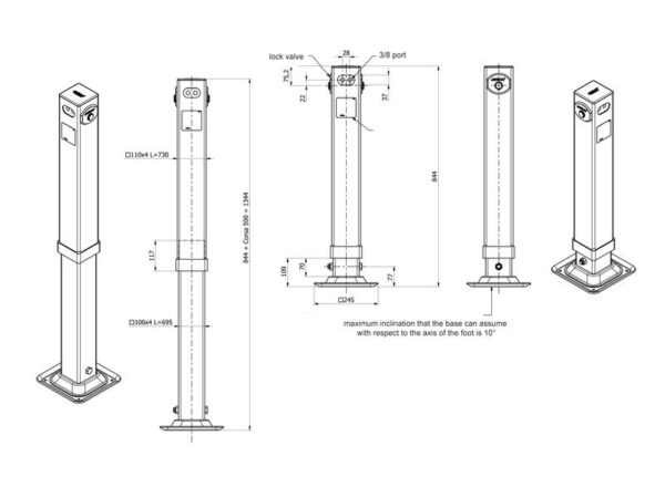 Hydraulisk støttefod (dobbeltvirkende cylinder)