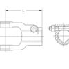 PTO Gaffel (bolt) (Krydsmål: 22 x 54.8mm) Hul Ø25mm, Notstørrelse: 8mm.