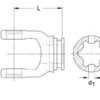 PTO Gaffel (profilrør) (Krydsmål: 32 x 76mm) Rør: Stjerne, Størrelse: 61 x 47 x 4.5mm, Ref: S5.