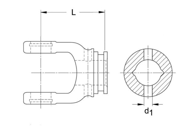PTO Gaffel (profilrør) (Krydsmål: 23.8 x 61.2mm) Rør: Citron, Størrelse: 31 x 23.5 x 4mm, Ref: Ooa/Ooc.