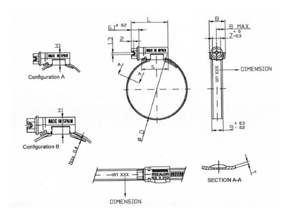 Spændebånd, Minimal Ø8mm, Maksimal Ø16mm