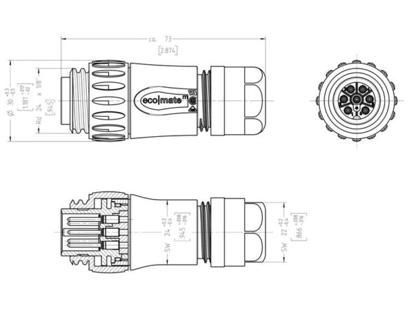 ISOBUS stik Ecomate™ 12A