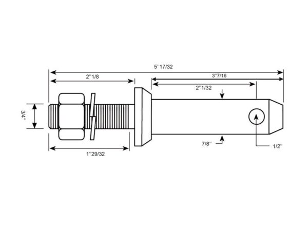 Redskabsbolt 22x140mm, Gevind 3/4x48mm Kat. 1 (Ø22mm)