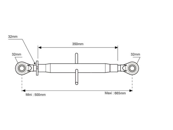Topstang HD (mekanisk) (Kat.3/3 (Ø32/32mm)) Kugle og Kugle, M36 x 3, Min. længde: 500mm.