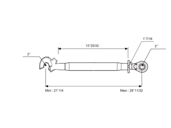 Topstang HD (mekanisk) (Kat.2/2 (Ø25/25mm)) Kugle og Krog, M36 x 3, Min. længde: 540mm.