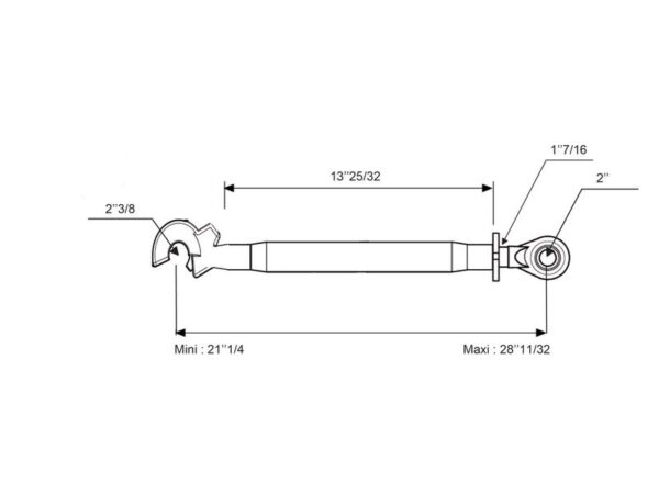 Topstang HD (mekanisk) (Kat.2/3 (Ø25/32mm)) Kugle og Krog, M36 x 3, Min. længde: 540mm.