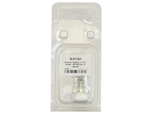 Hydraulikadapter 1/4'' BSP Drejelig hun x 3/8'' BSP Drejelig hun (Agripak 1 stk.)