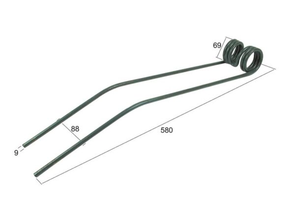 Rivefjeder - - - Længde:580mm, Bredde:88mm, Ø9mm - Passer til Deutz-Fahr, Vicon Passer til: 16606394